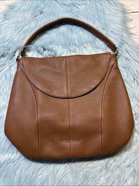 Vera Bradley Cognac Pebbled Leather Hobo Shoulder Bag